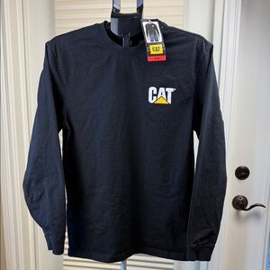 CAT Long Sleeve T Shirt Men's M Black Caterpillar Workwear Durable Cotton Casual